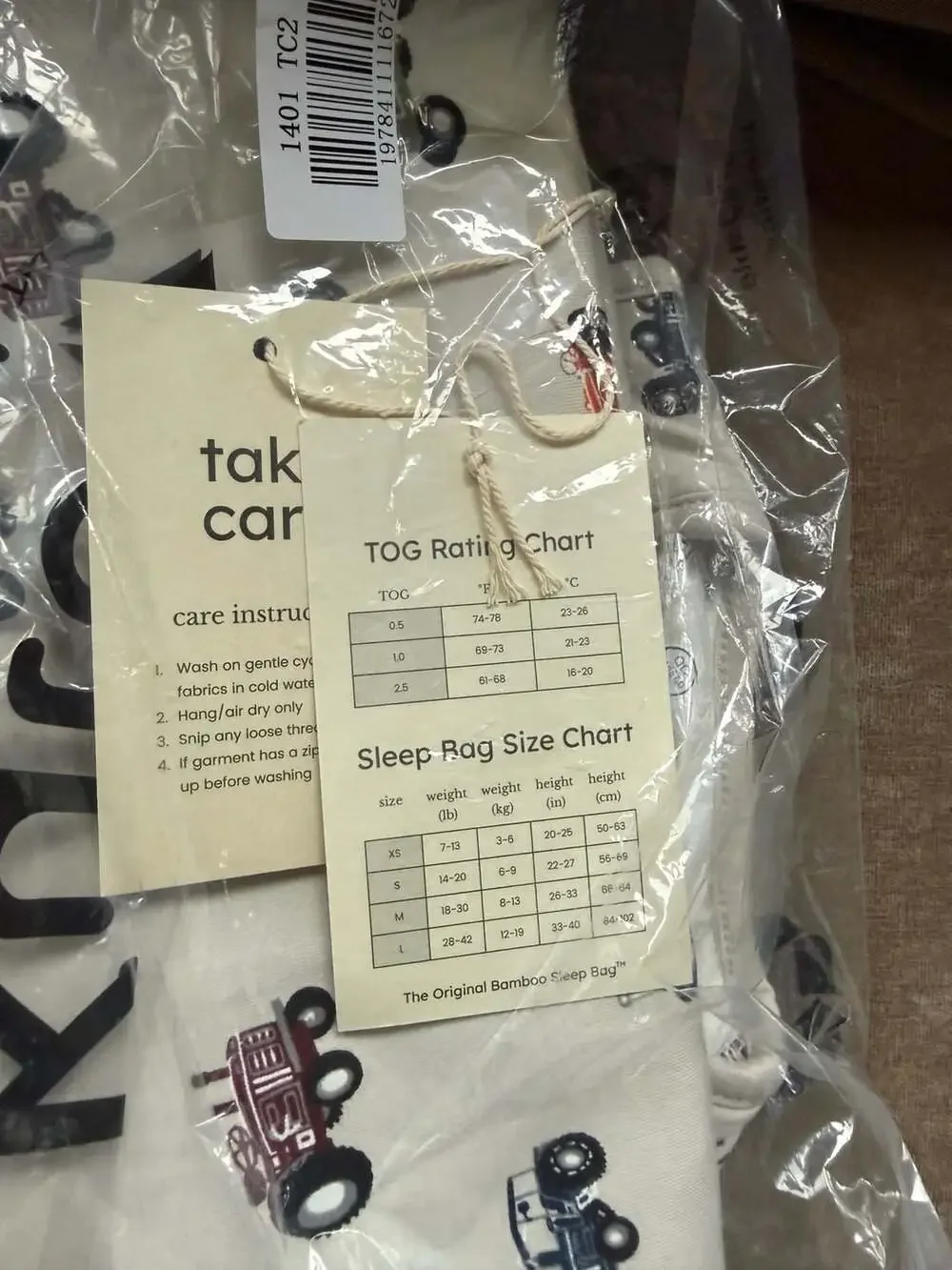 Kyte Baby The Original Bamboo Sleep Bag - Tractor Print - M - 1.0 TOG